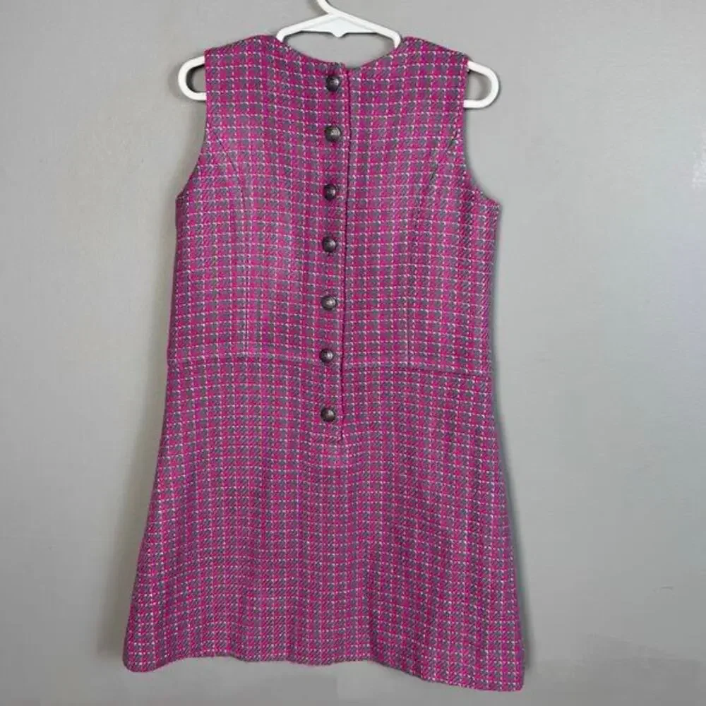 Brooks Brothers‎ Dress Girls size 6 Pink & Grey Plaid Tweed Coverall